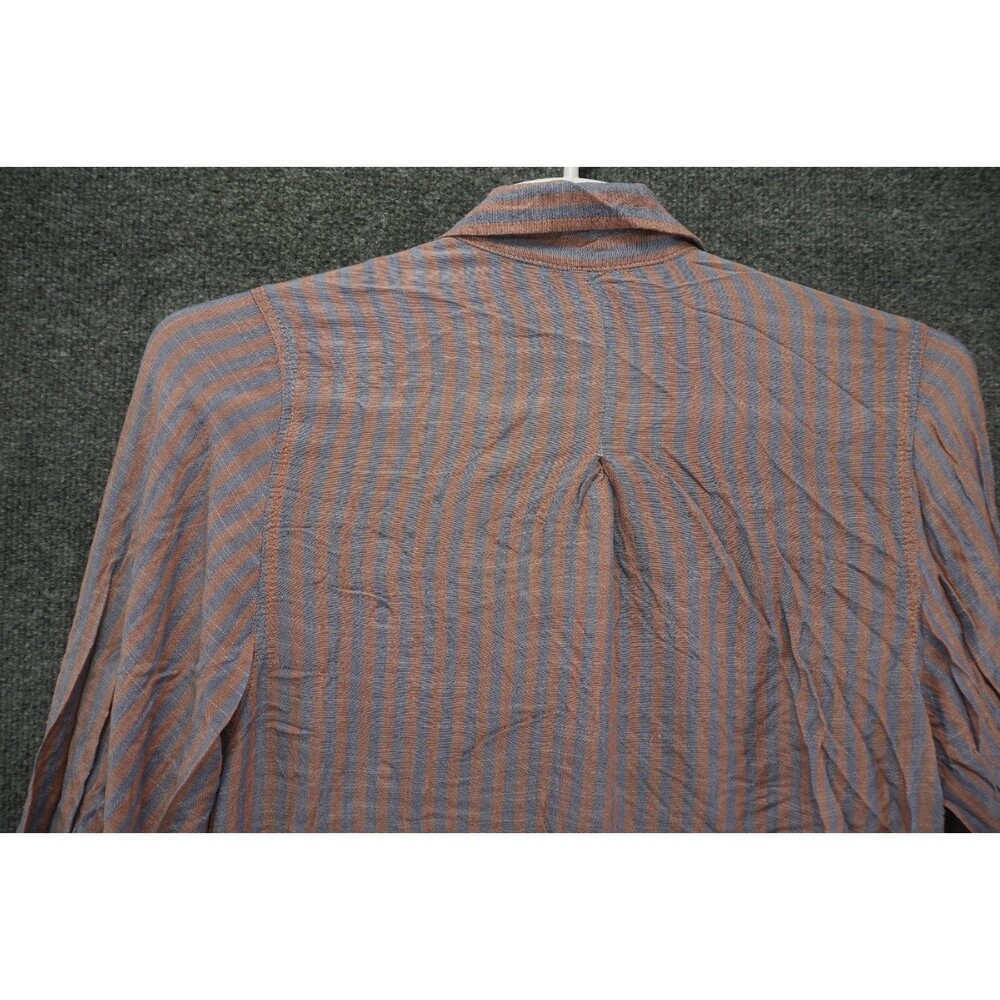 American Eagle Button Up Shirt Womens Medium Striped Tie Hem Long Sleeve
